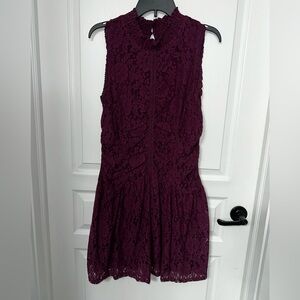 Skies Are Blue Plum Lace Midi Dress